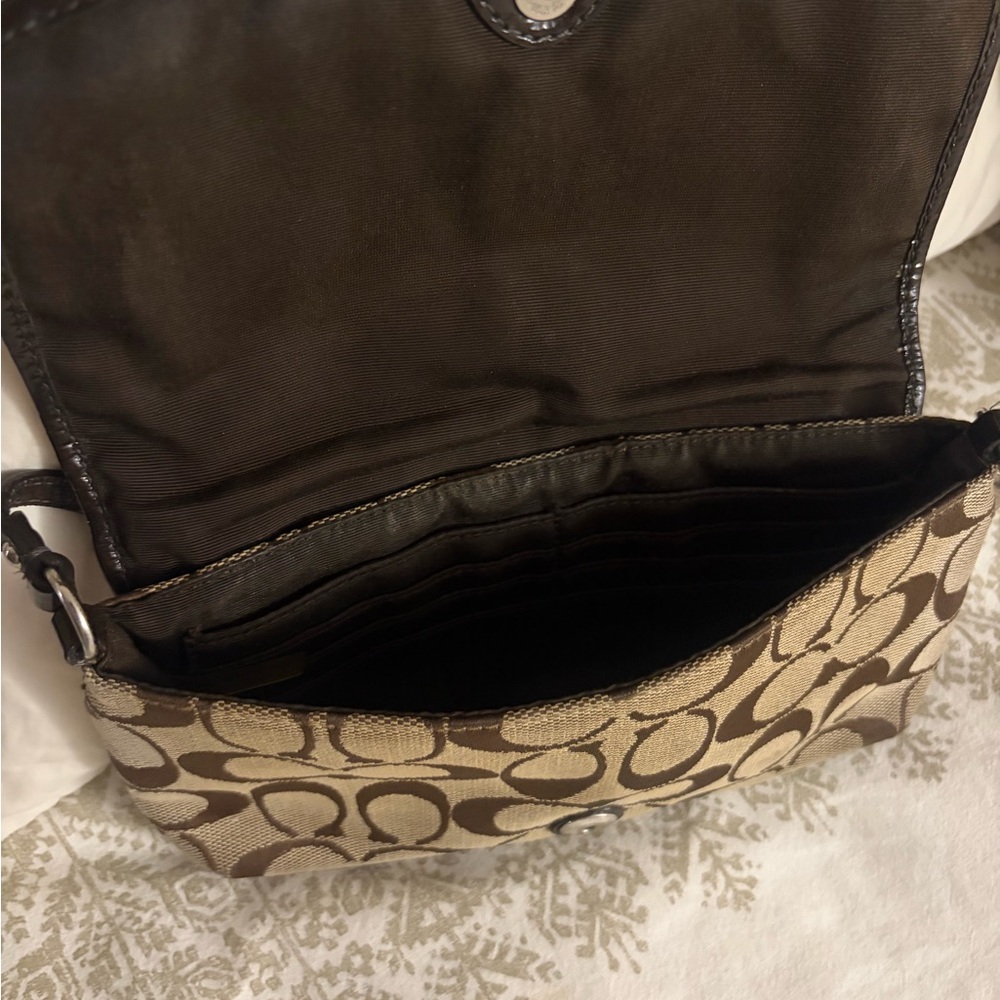 Coach Ashley Signature Jacquard Flap Mini Shoulder Bag Brown Canvas - Picture 3 of 4